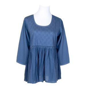 La Chic Shadow Print Double-Layered Cotton Top